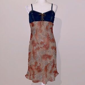 Y2K vintage denim paisley dress